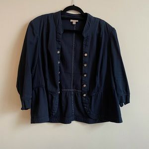 ROZ AND ALI NAVY BUTTON UP JACKET